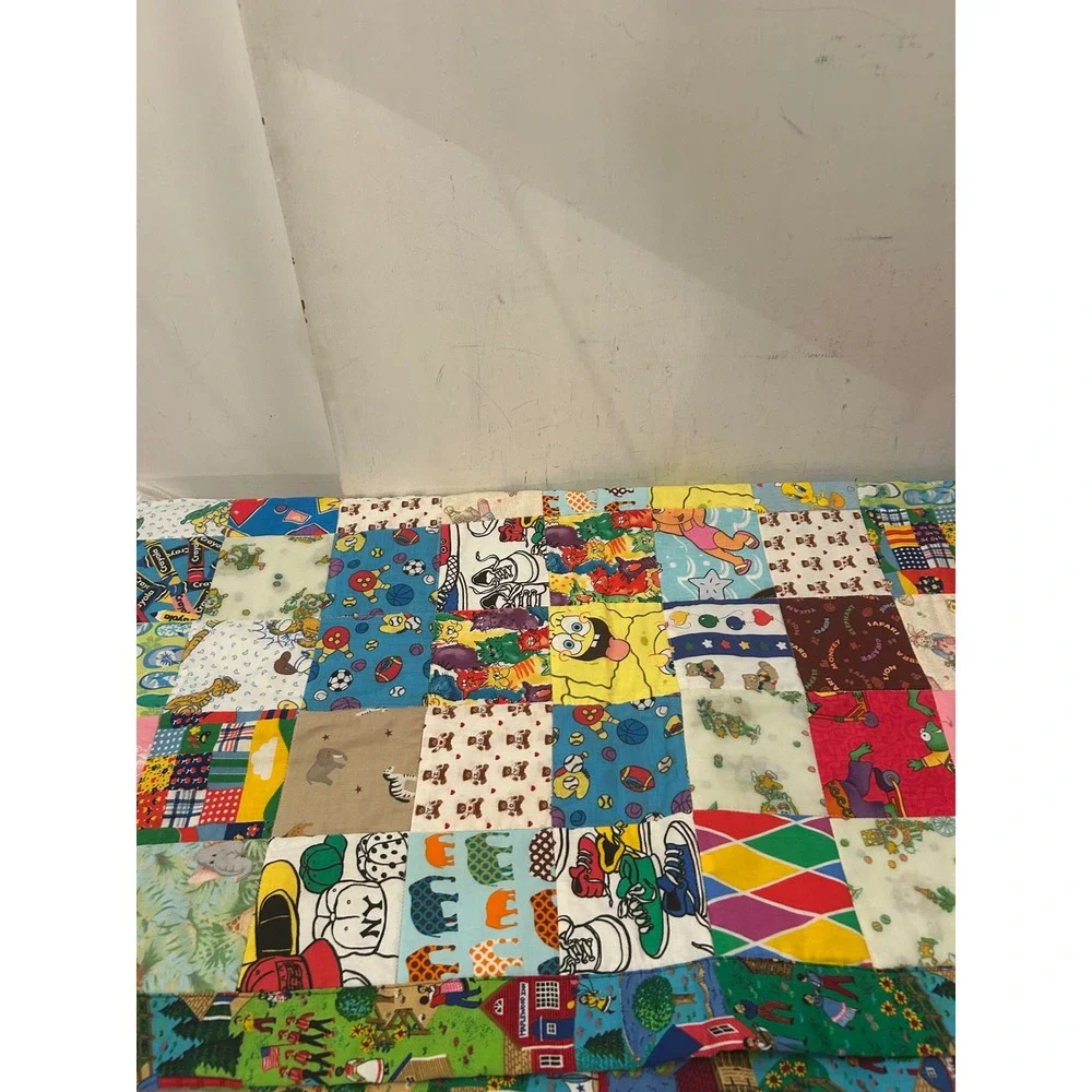 Patchwork Quilt 34x46 Multi Character SpongeBob Garfield Kids
